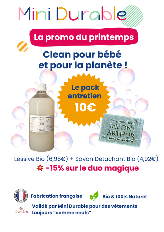 Le duo entretien : lessive et détachant bio